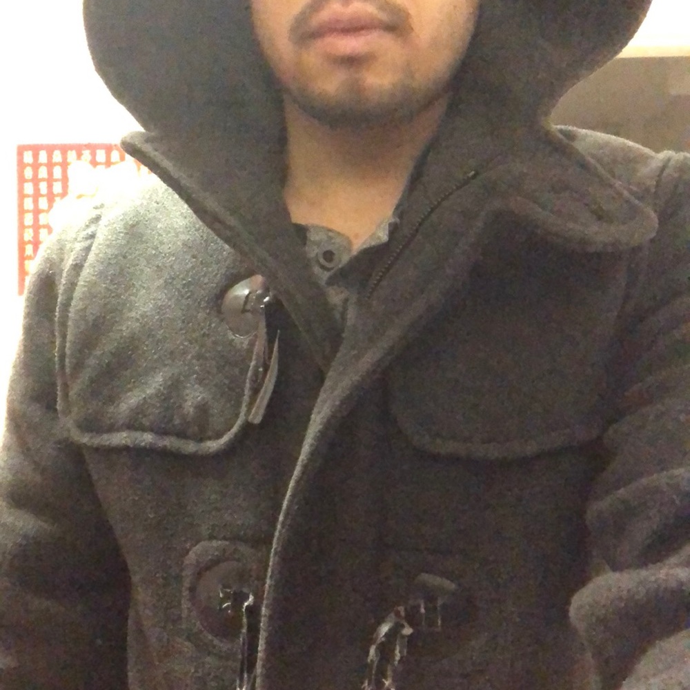 Grey Hooded Wool Jacket